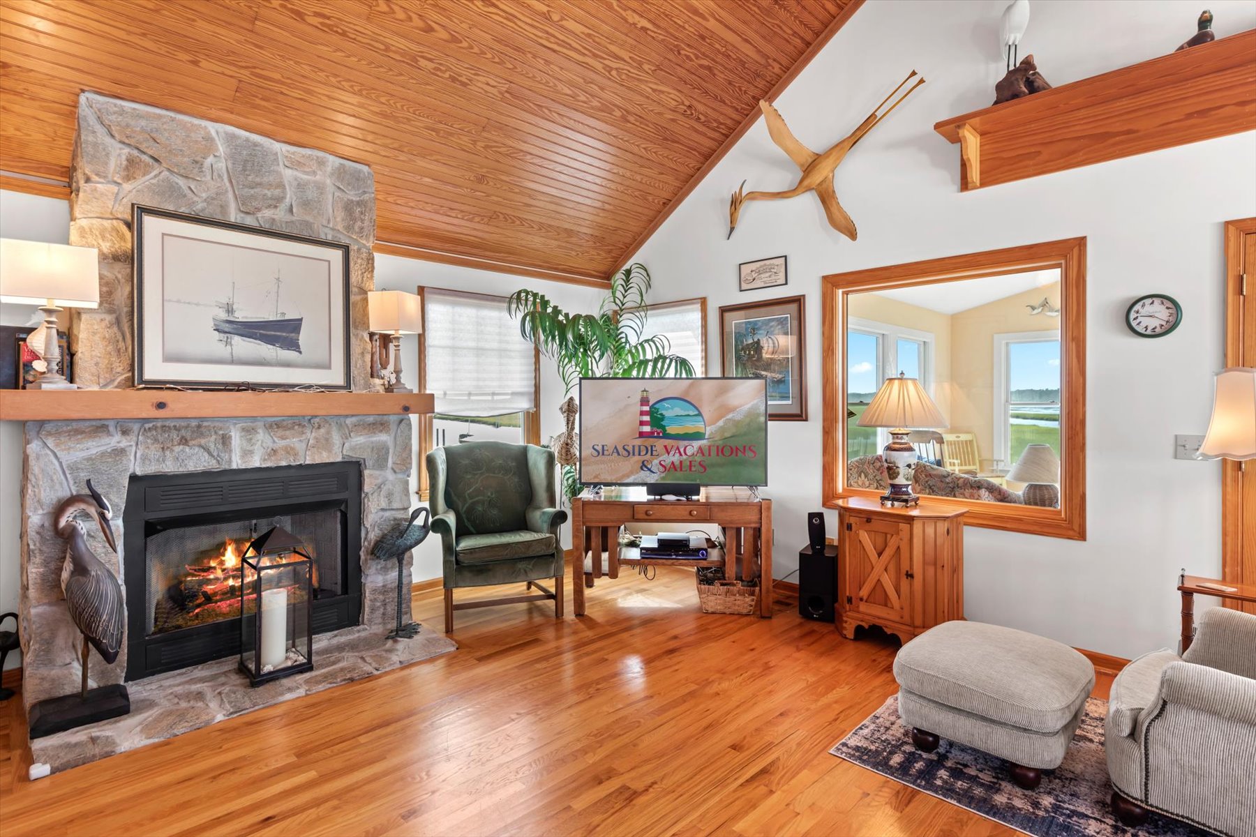 Relax and enjoy Flat Screen Smart TV after a fun-filled day at the Beach.