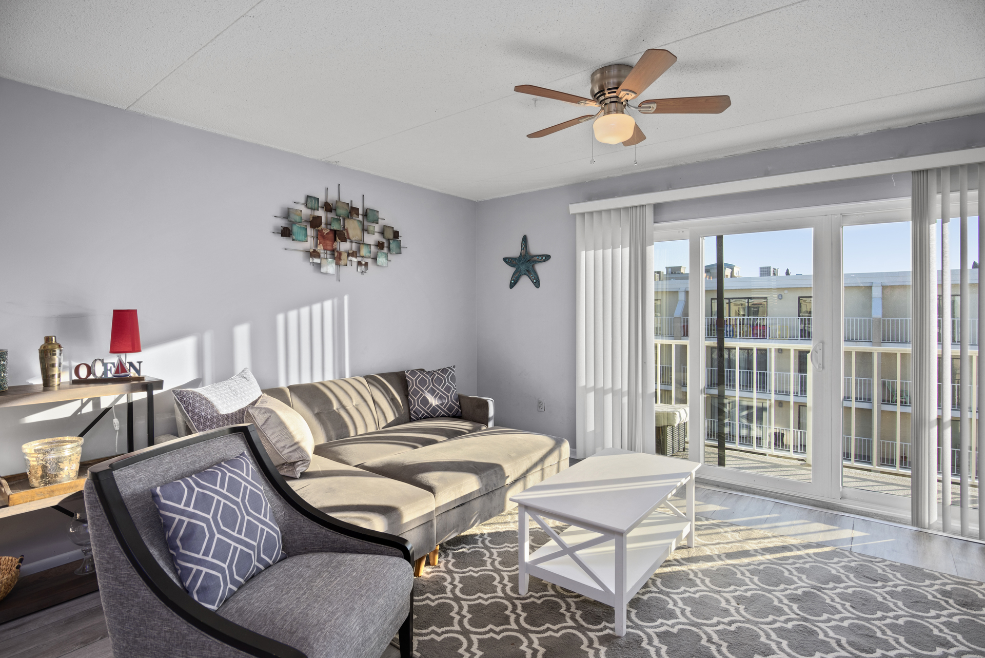 Spacious Living Area also has a Futon.