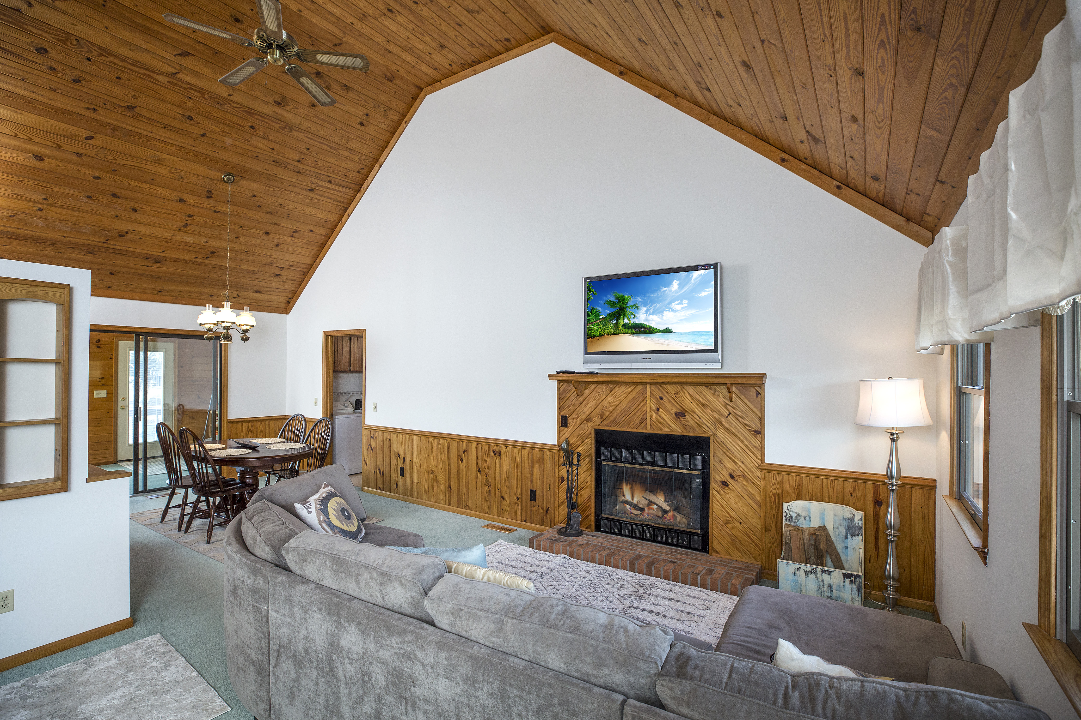 Casa Del Canal has soaring ceilings and a cozy fireplace.