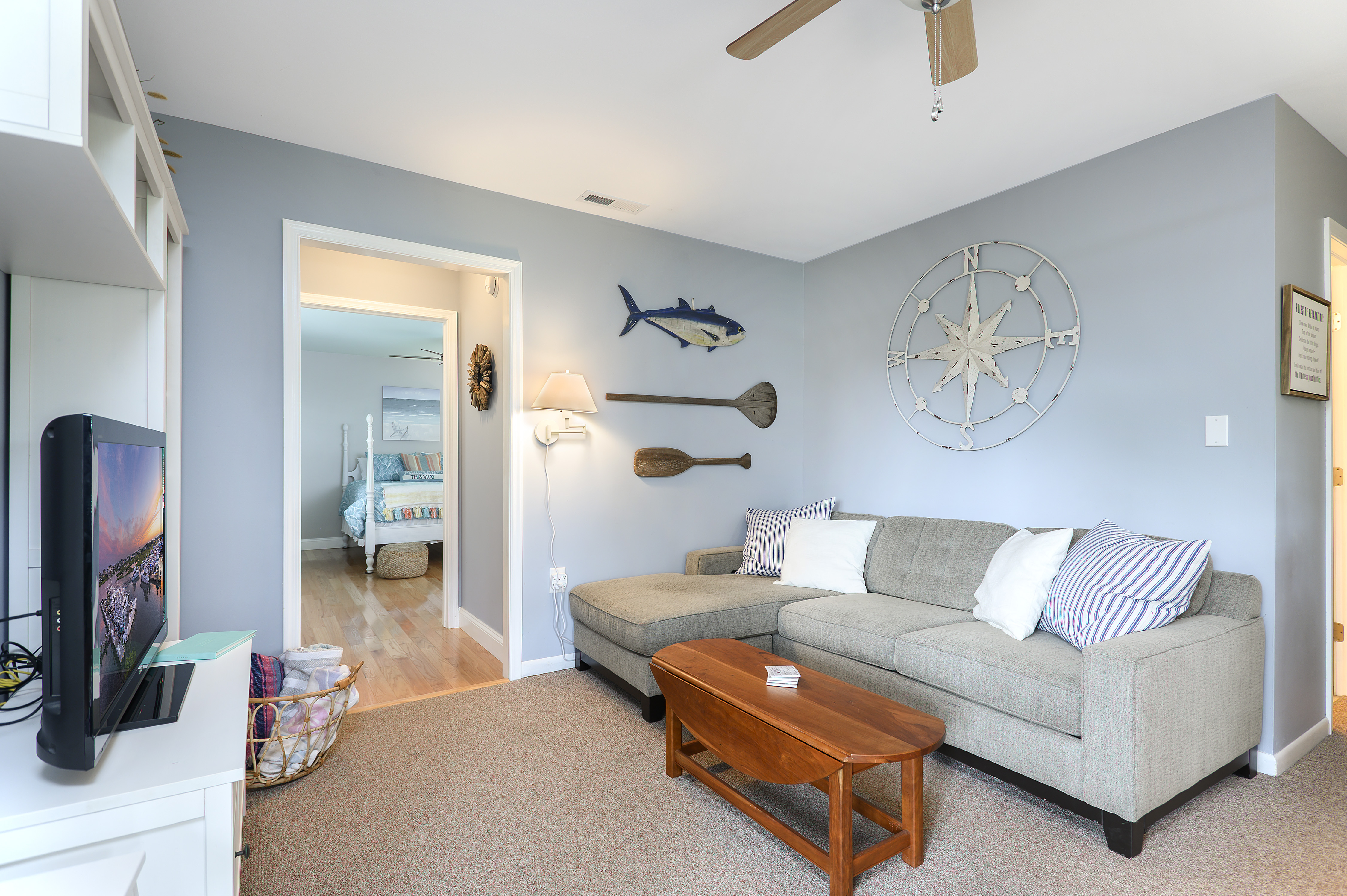 Relax in the Living Area and enjoy Flat Screen Cable TV & Free WiFi.