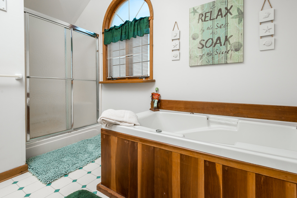 Master Bath features a huge walk-in shower.