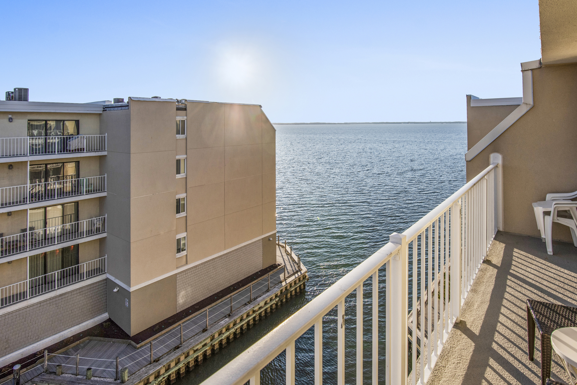 Vacation right at the Water`s Edge with amazing Bay Views.