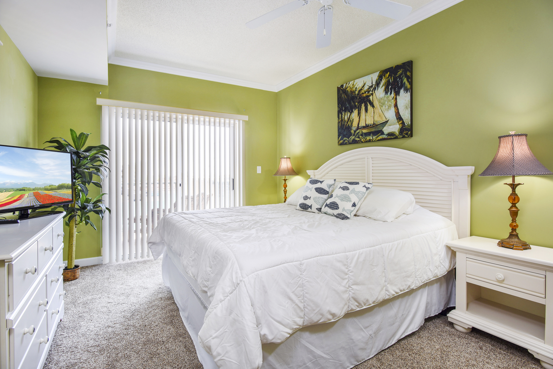 You`ll feel swept away in the Tropical Primary Bedroom - stunning.