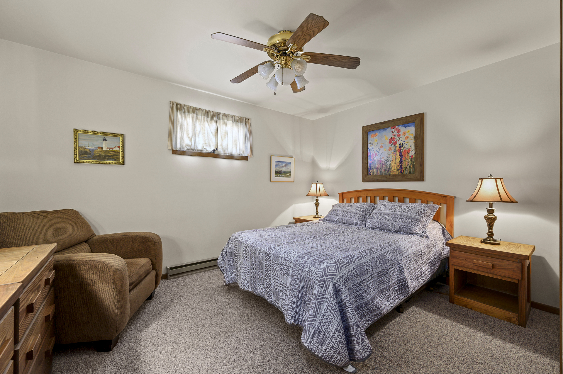 Private Bedroom with Queen Bed and Sitting Area.