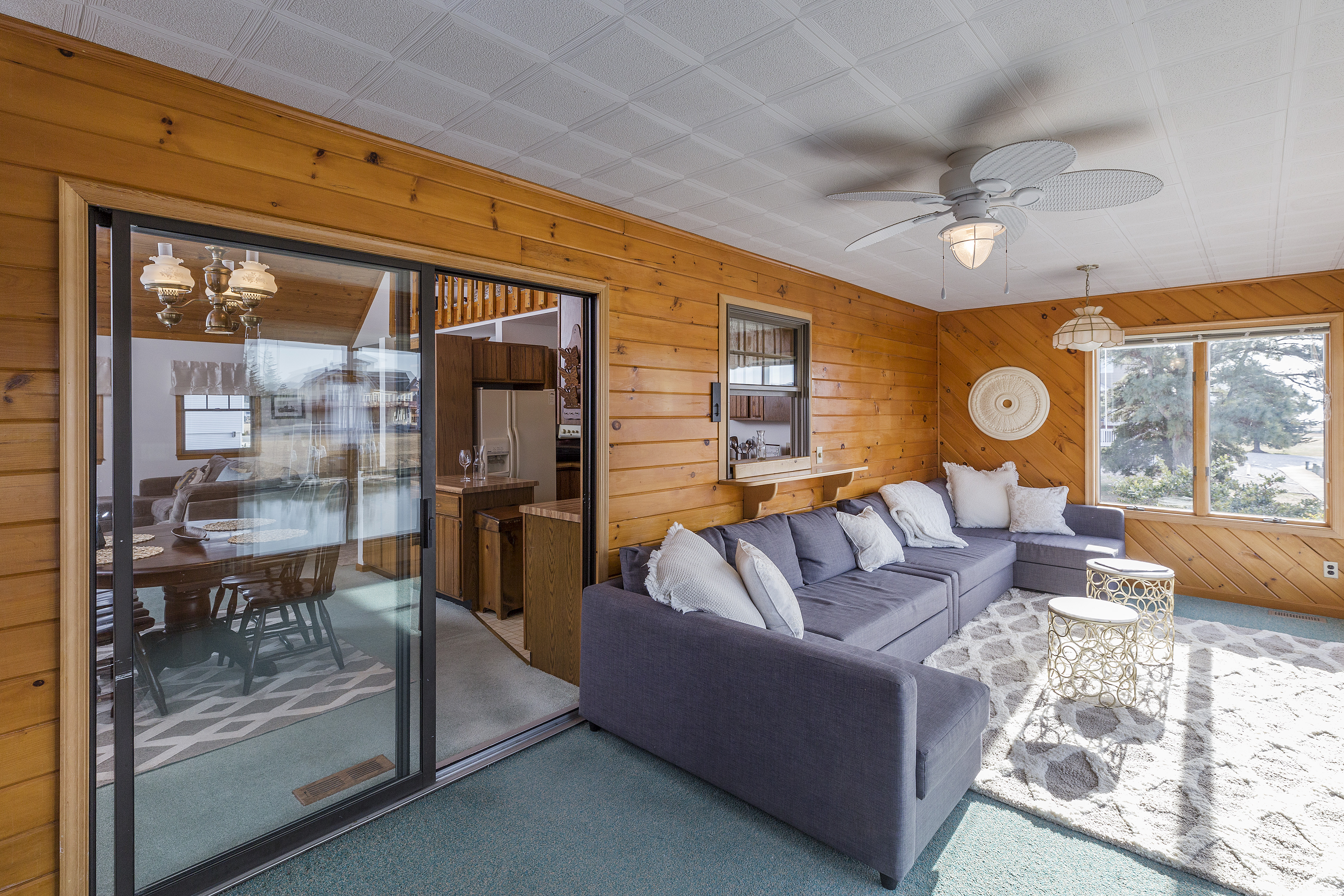 Warm Wood throughout this Vacation Home is so comforting.