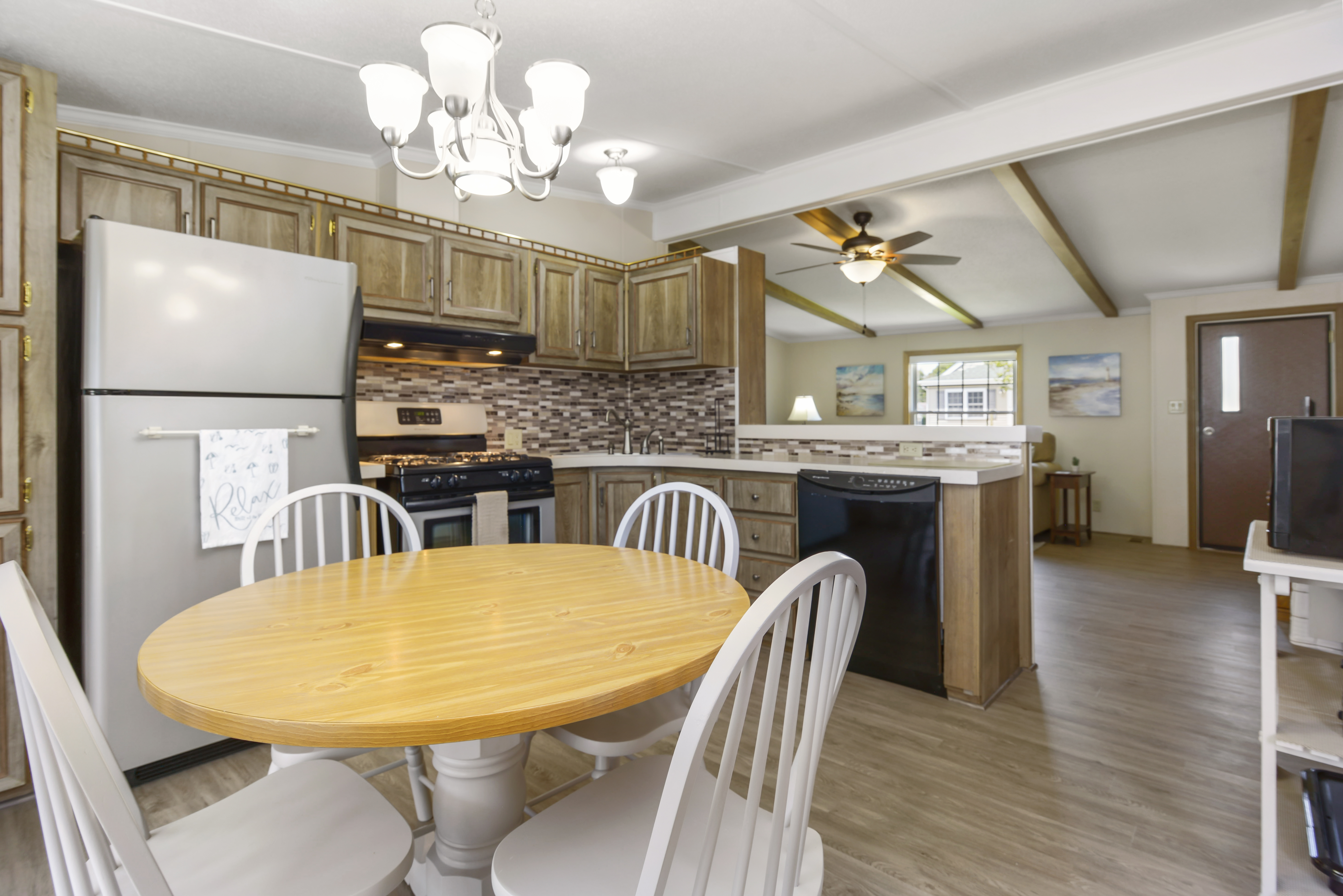 Saltwater Cottage is light & bright, with gorgeous Exposed Beams & Coastal Charm.