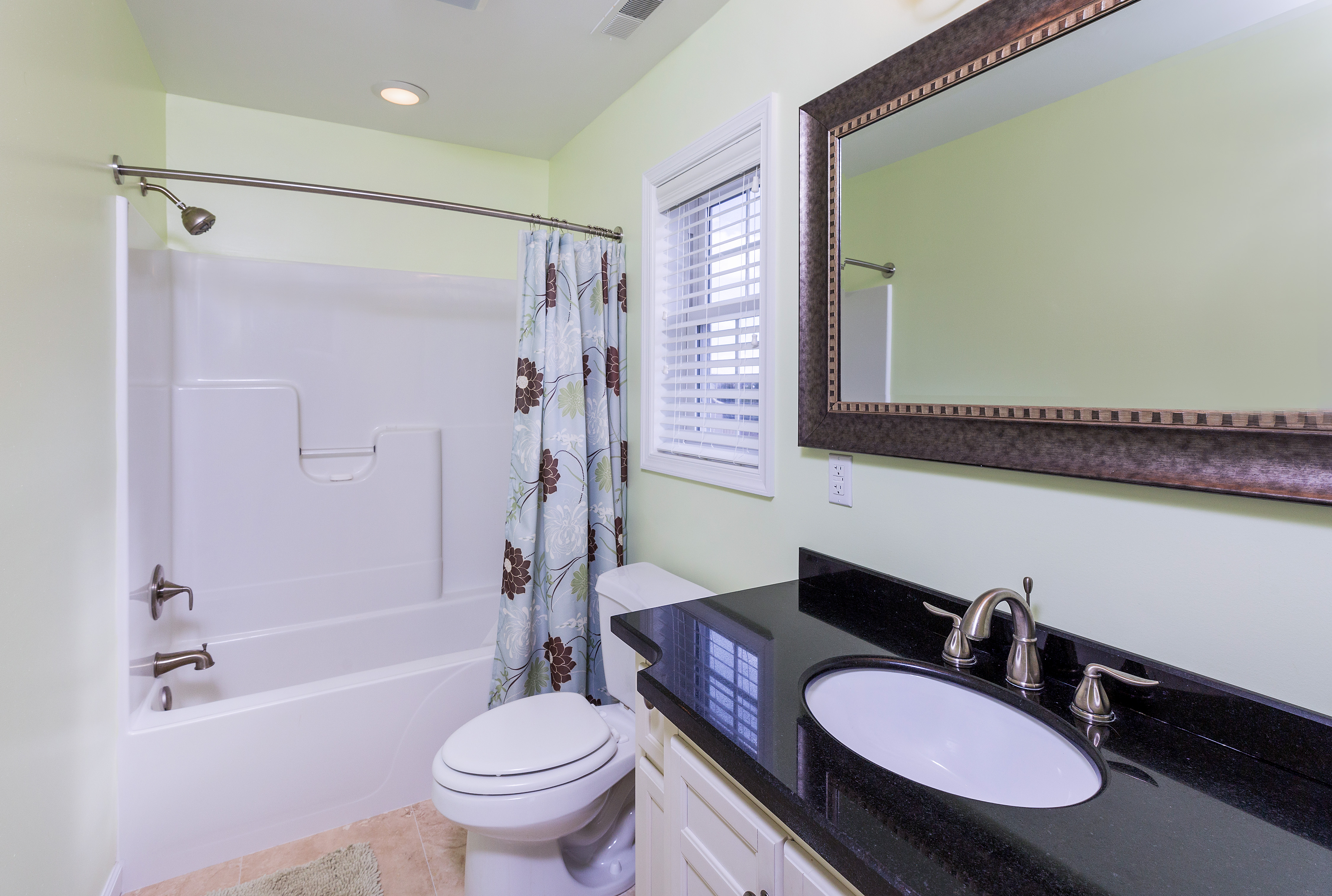 Master Bath with Tub/Shower Combo and rich Granite.