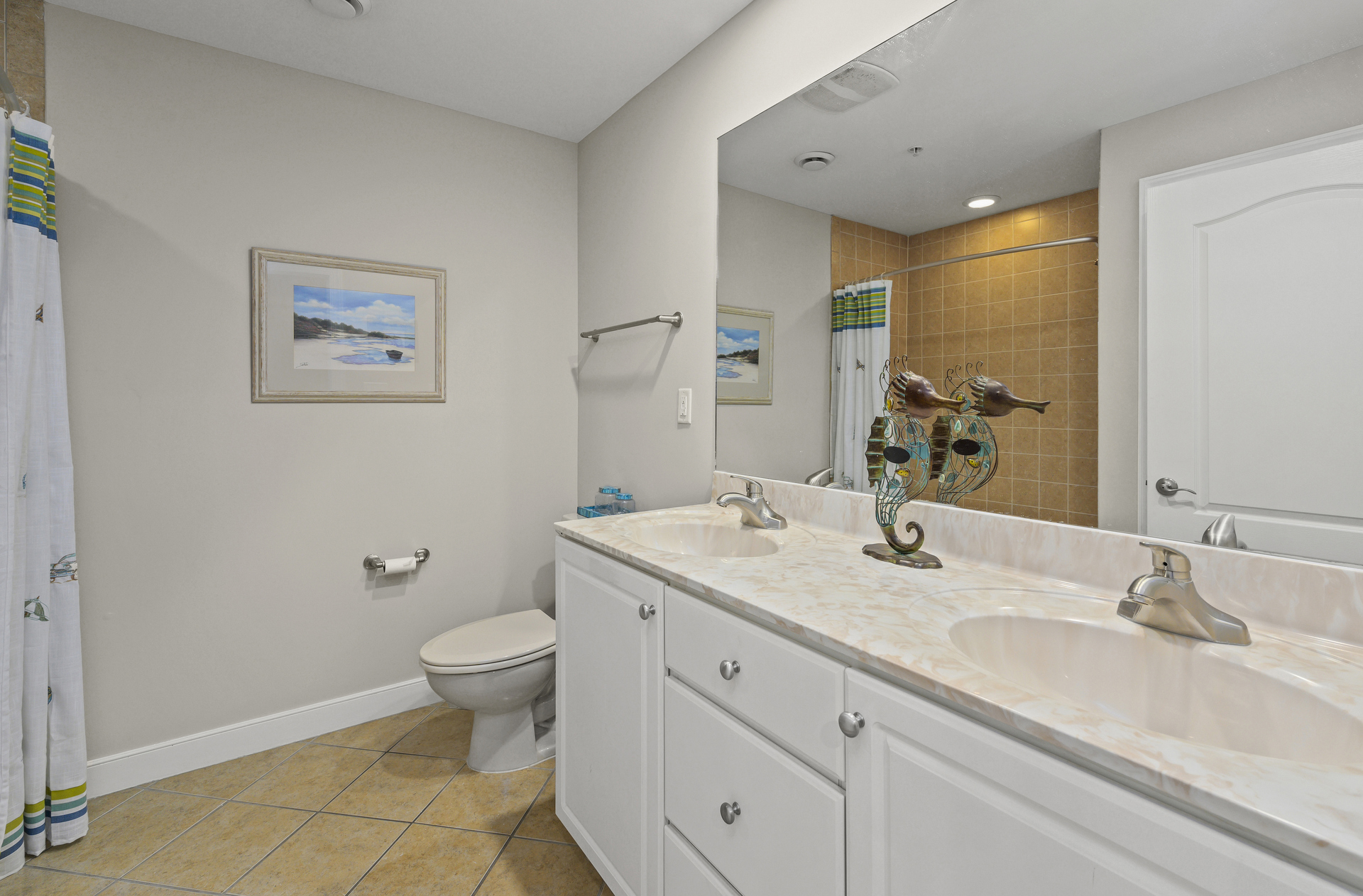 Spacious, shared Bath with Double Vanity