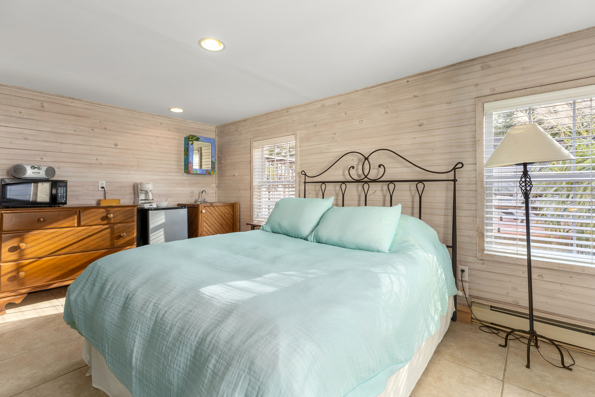 Guest House has a comfy Queen Bed, Mini Fridge, & many other conveniences.