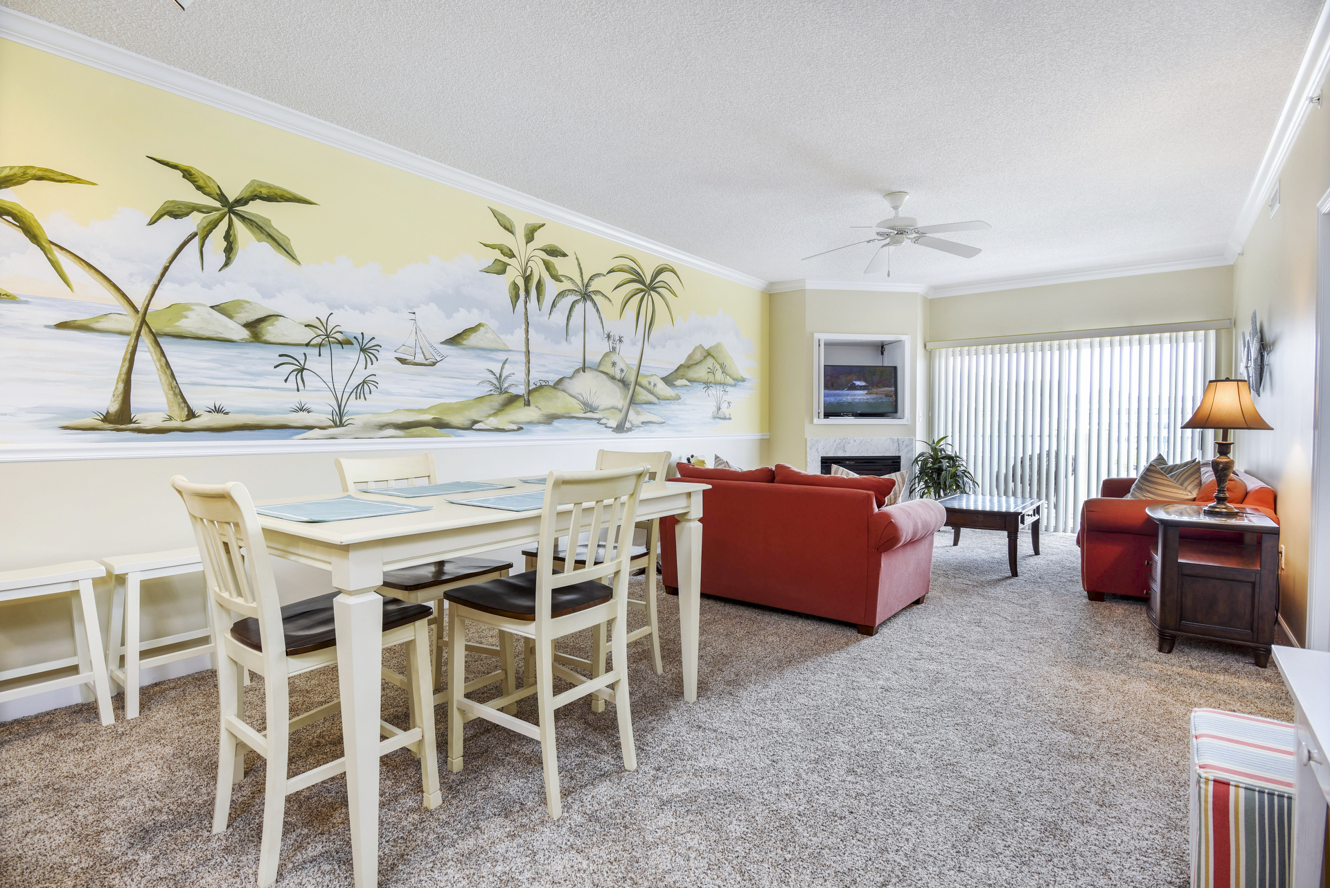 Tropical Hand-Painted Murals throughout will take your breath away.