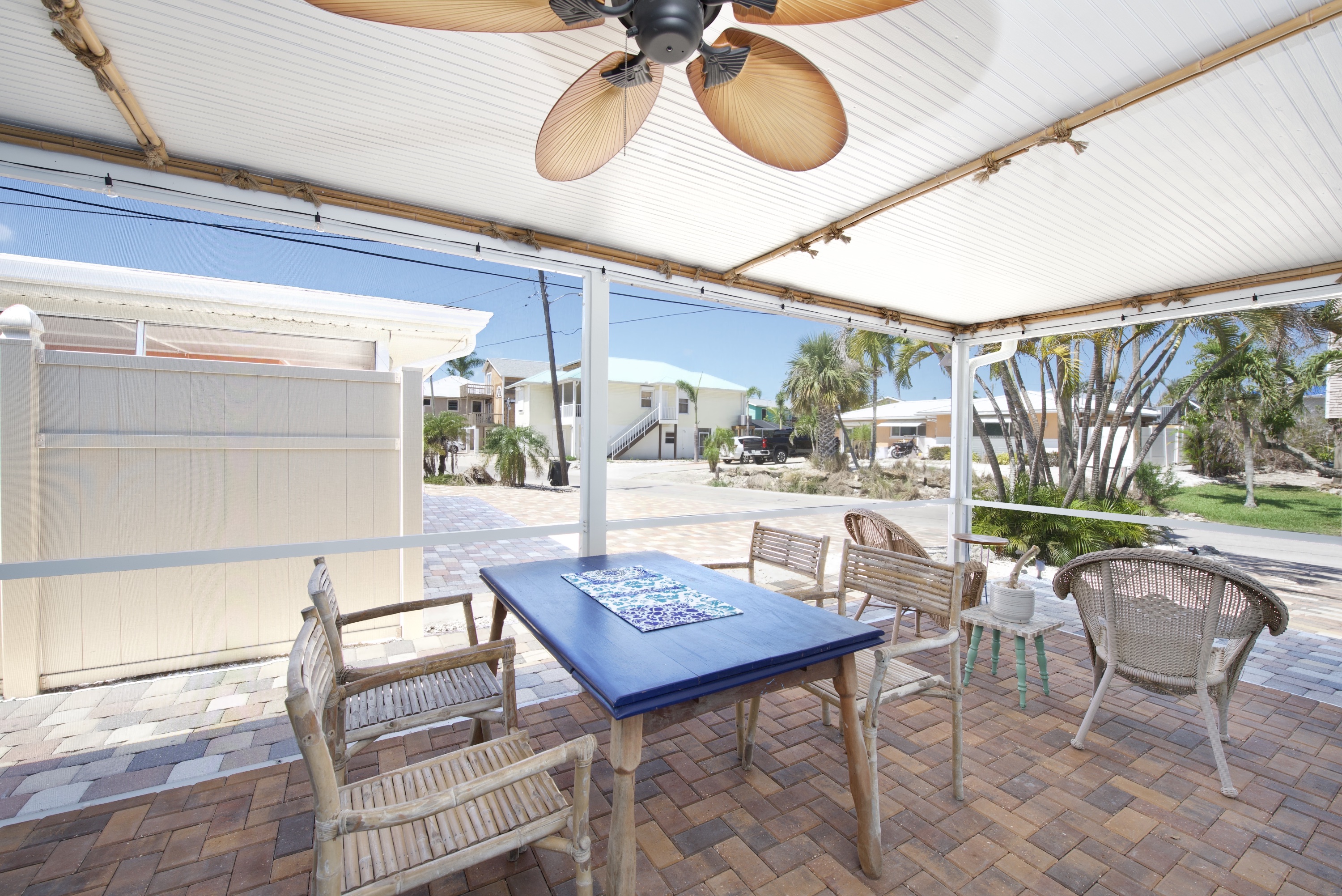 Screened porch facing street