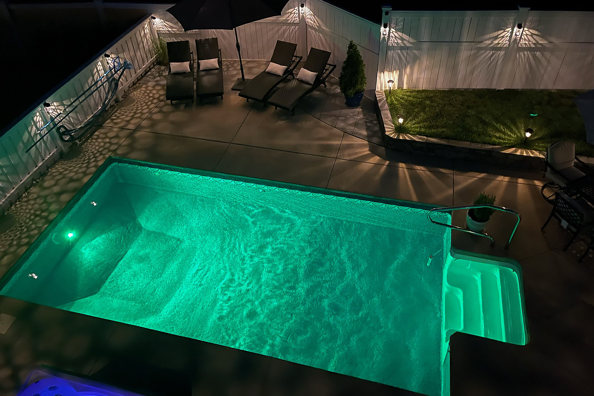 HK37: Hollis Haven | Private Pool Area At Night