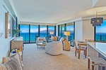 Enjoy the open layout at Kaanapali Shores 702 with floor-to-ceiling windows and panoramic ocean views.