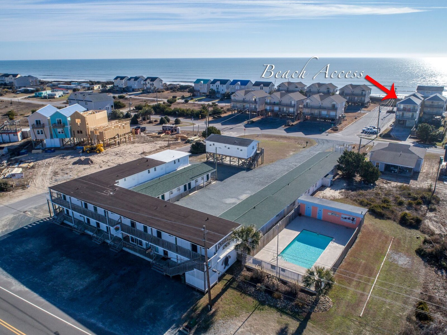 16 Loggerhead Aerial Showing Pool aa with marked beach access