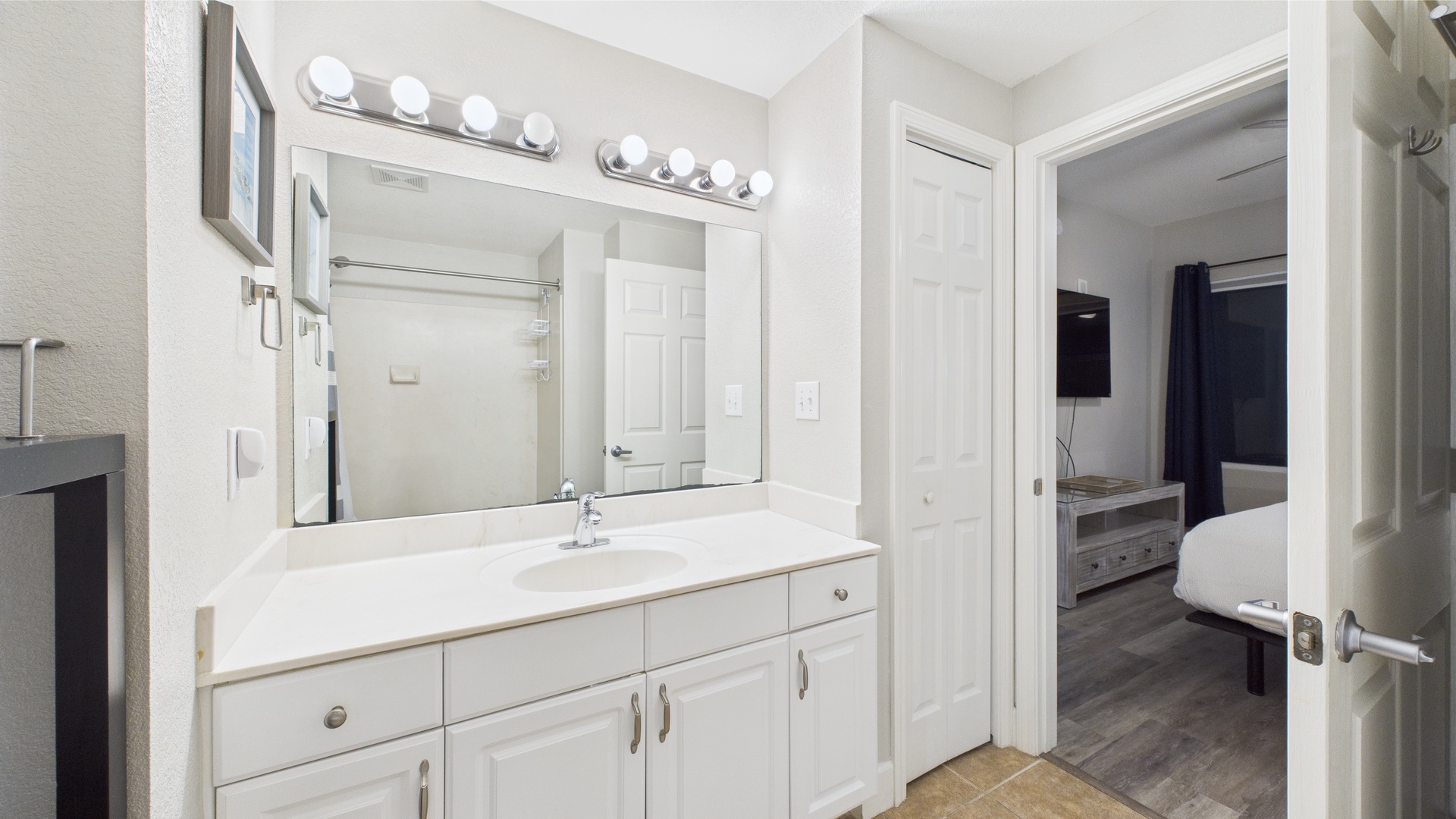 Master bathroom with shower and tub combo