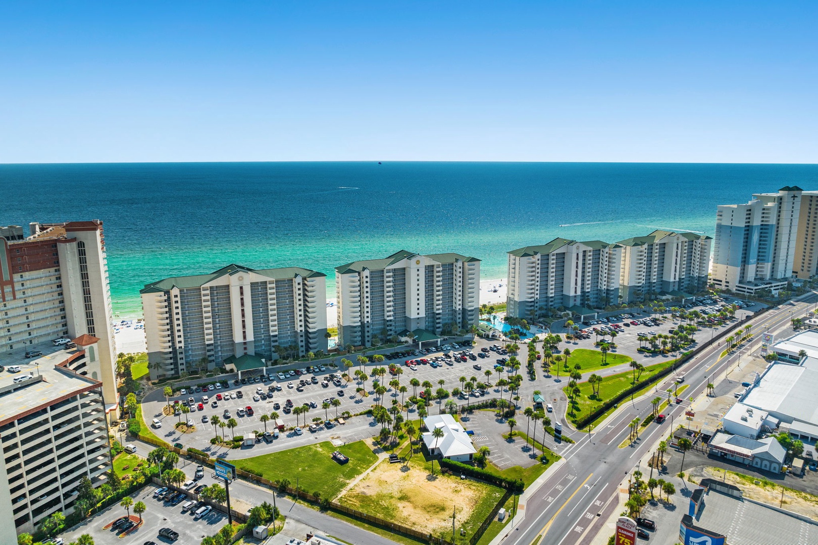 Aerial view of long beach towers 1-4