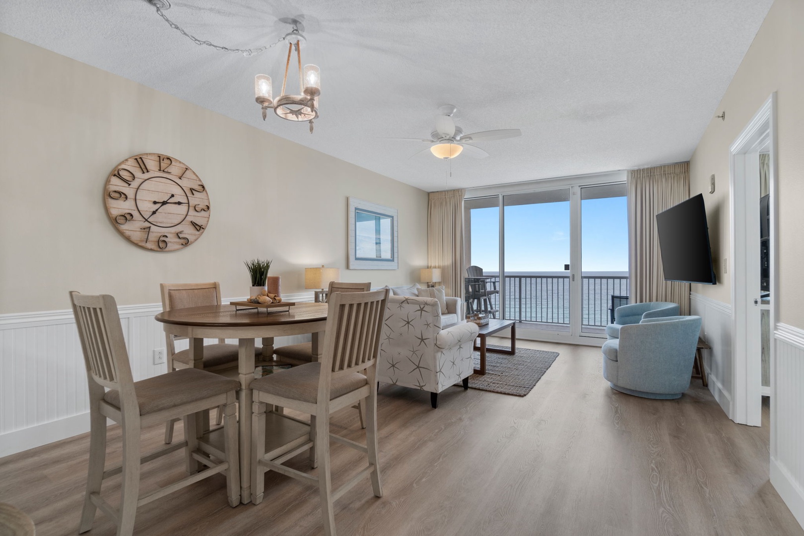 Dining room and living room area