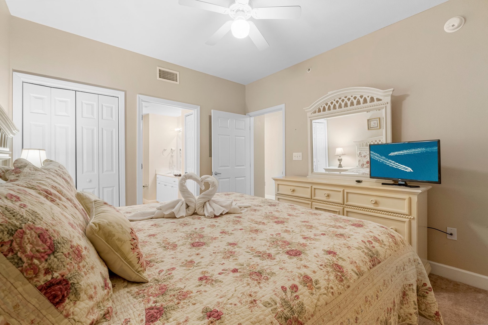 Primary bedroom with king bed
