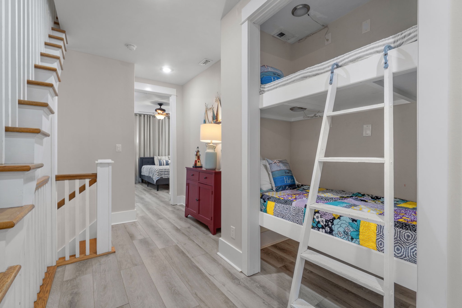 2nd floor hallway with bunks that sleep 2