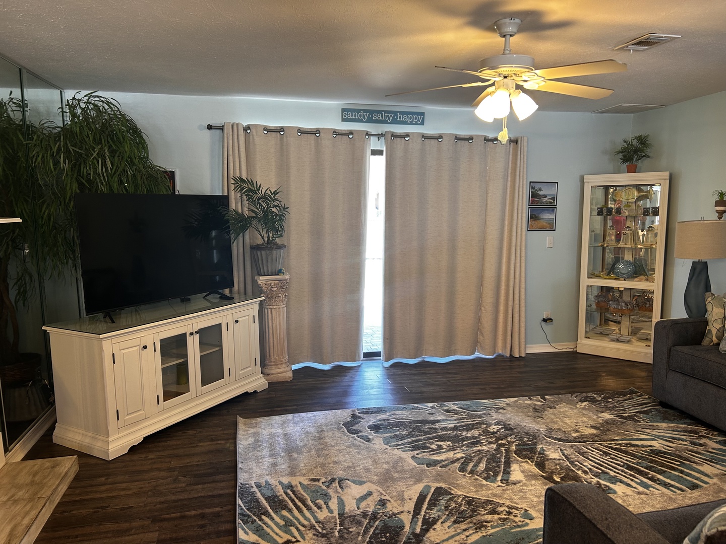 Living room with sleeper sofa & flatscreen TV