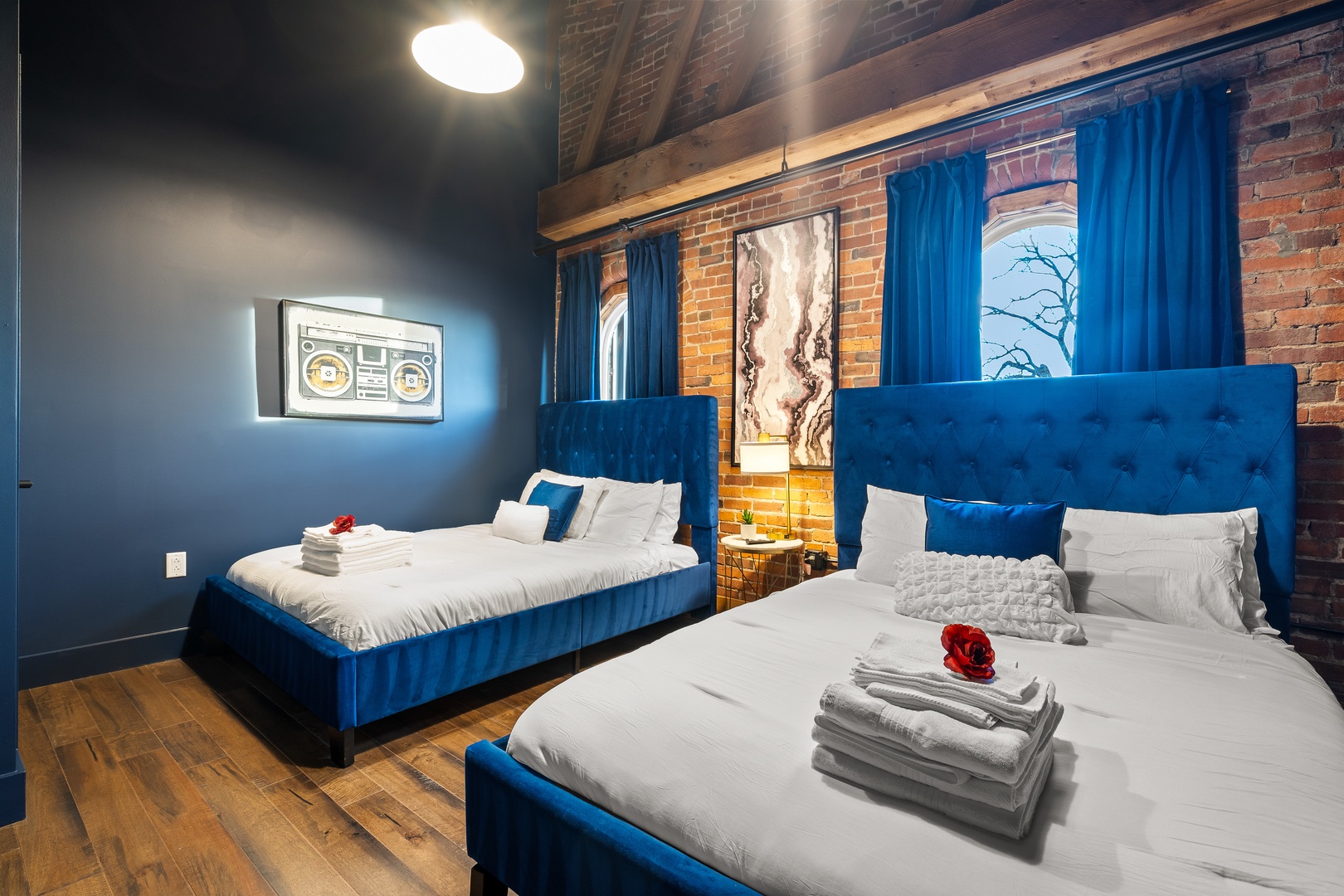 Primary bedroom with 2 queen beds
