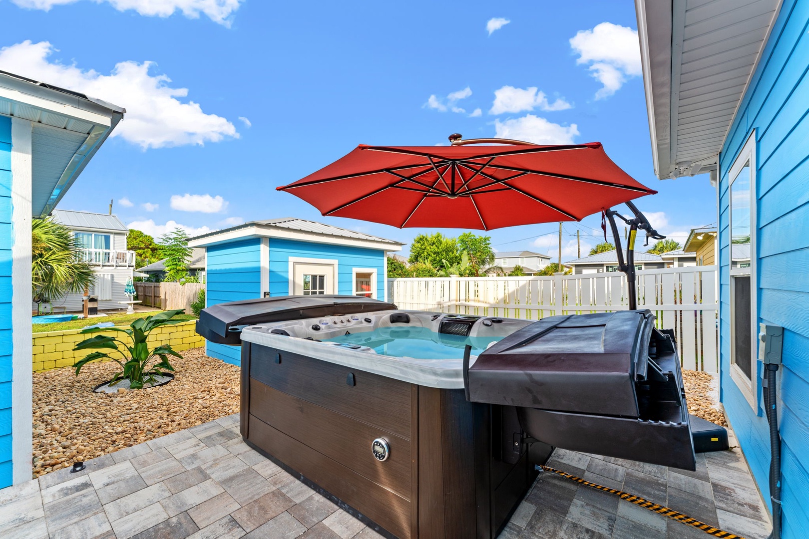 Back patio hot tub