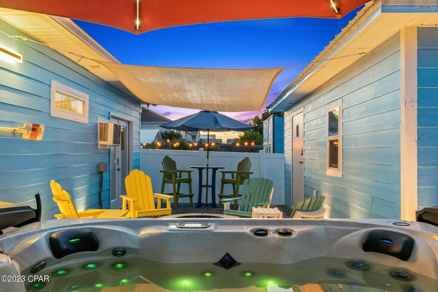 Back patio and hot-tub