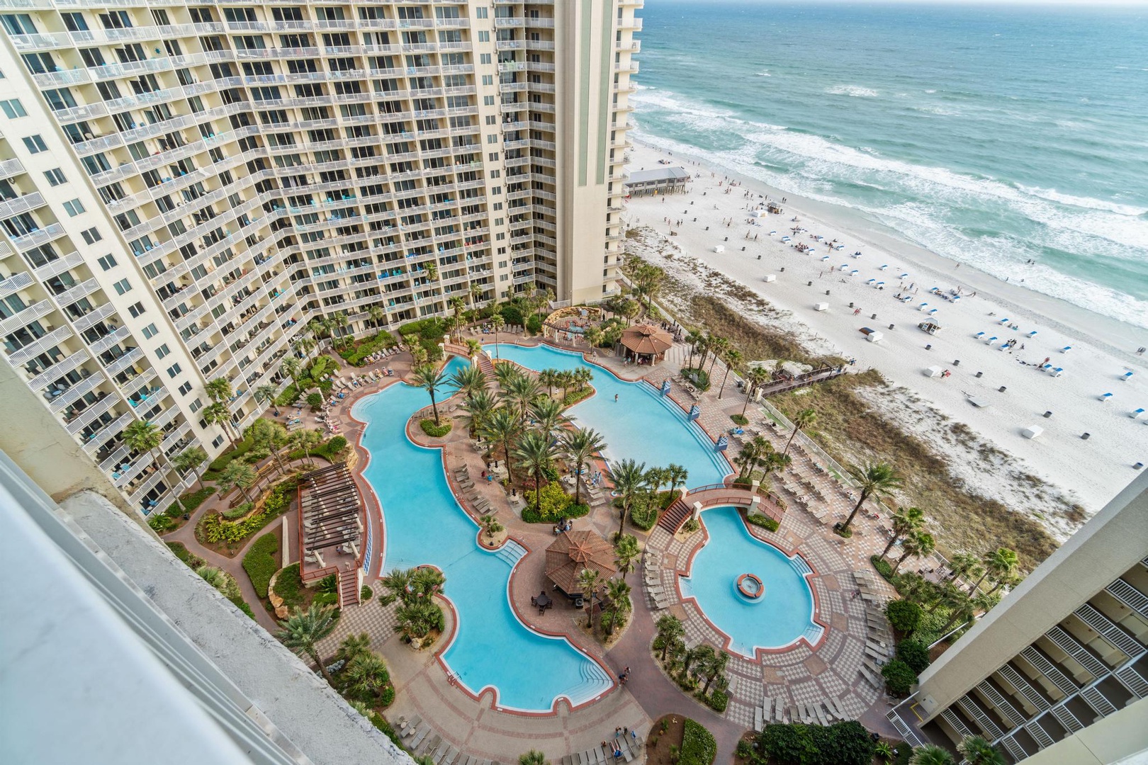 View of the pool from the balcony