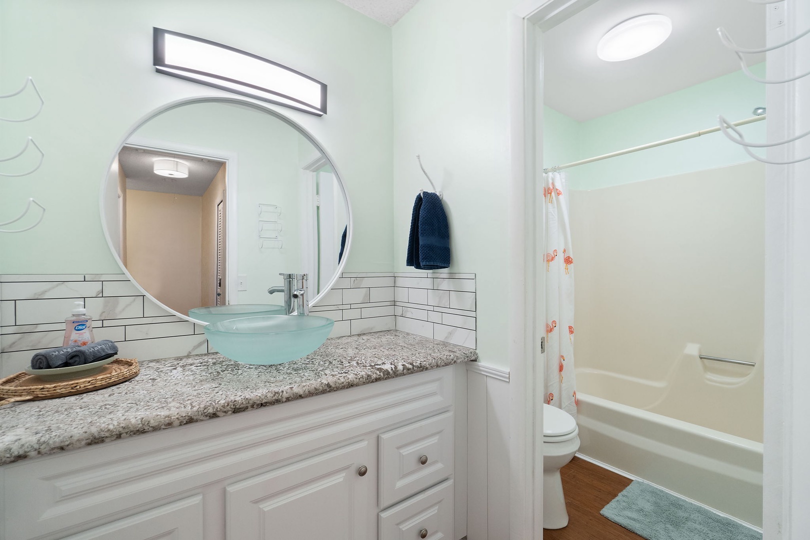 Full bathroom with shower and tub combo