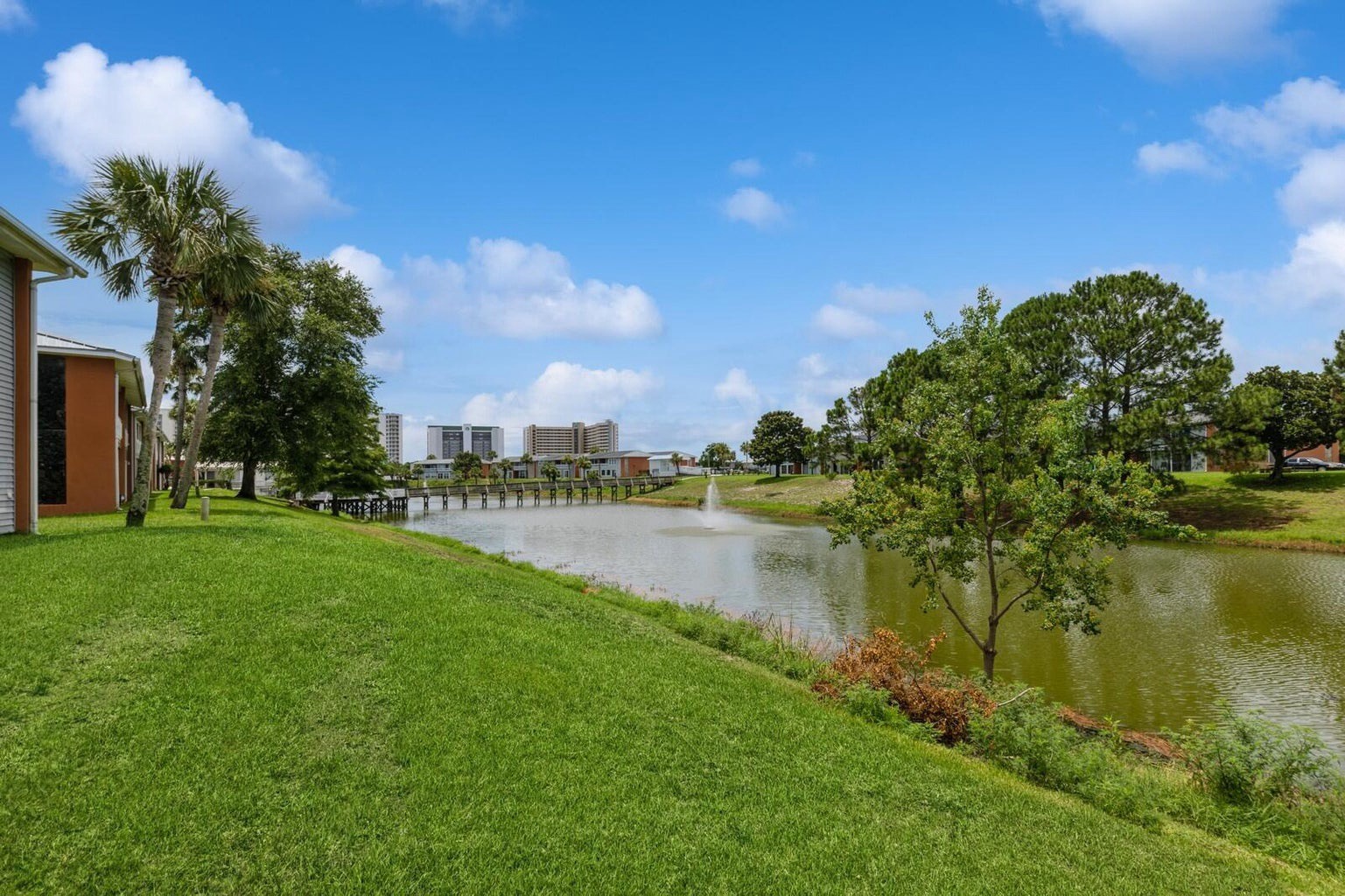 Lake view outside of building