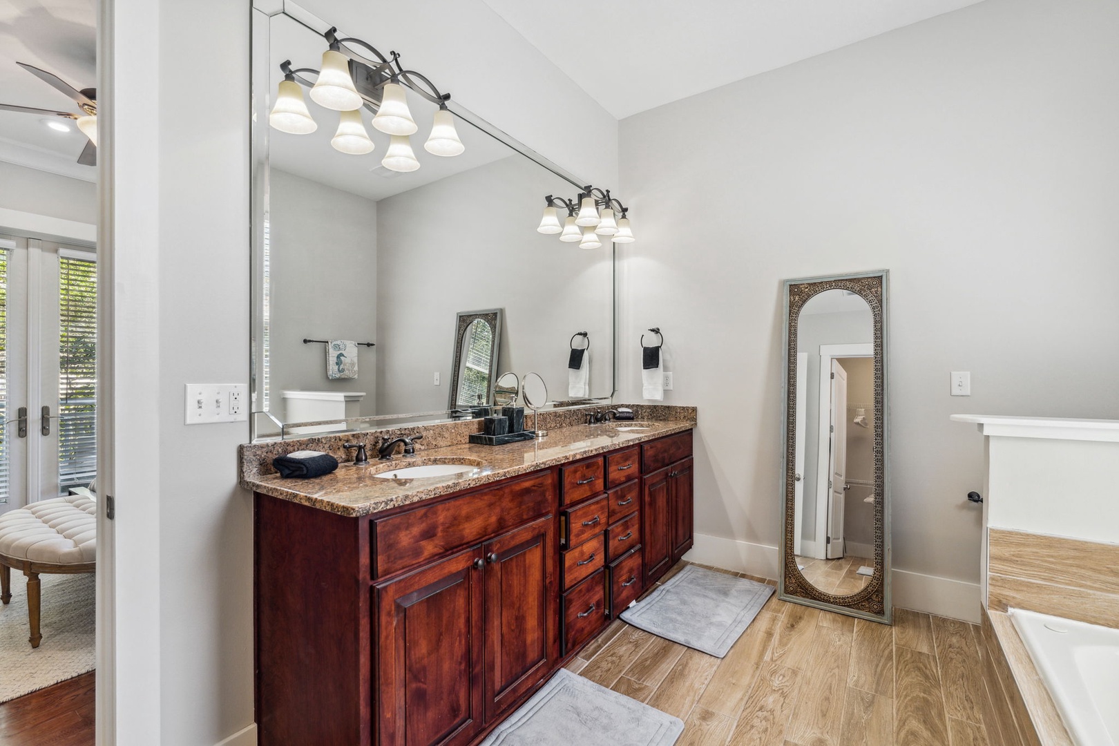 Master Bathroom with tub and stand up shower