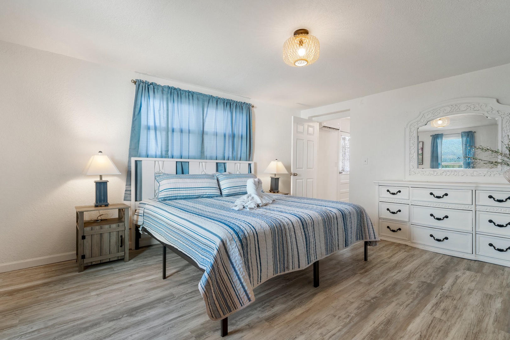 Master bedroom with king sized bed