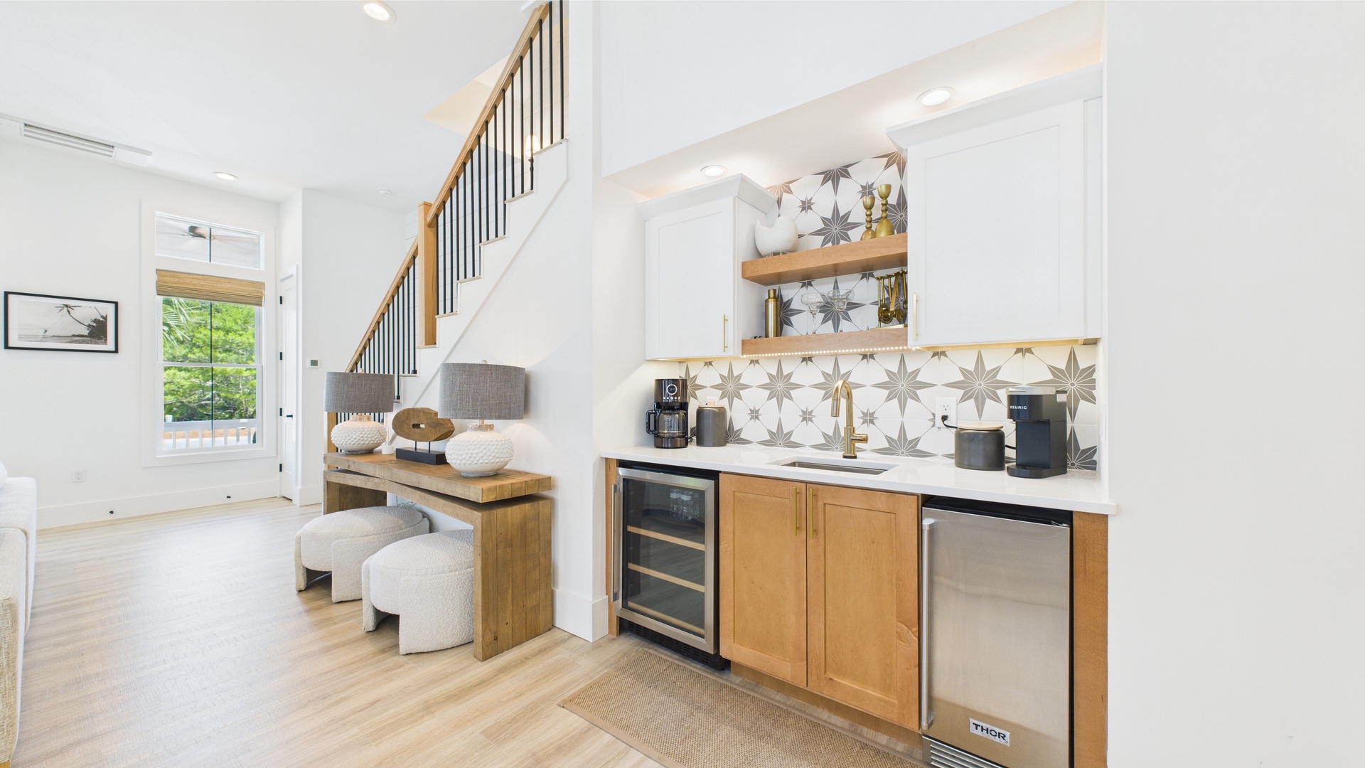 Mini bar space under staircase