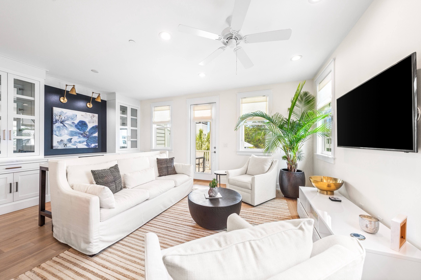 Living room with comfortable seating and smart TV