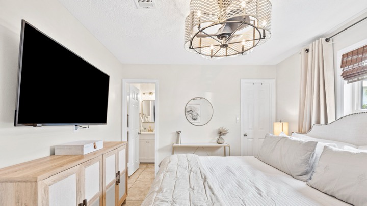Primary bedroom with king bed