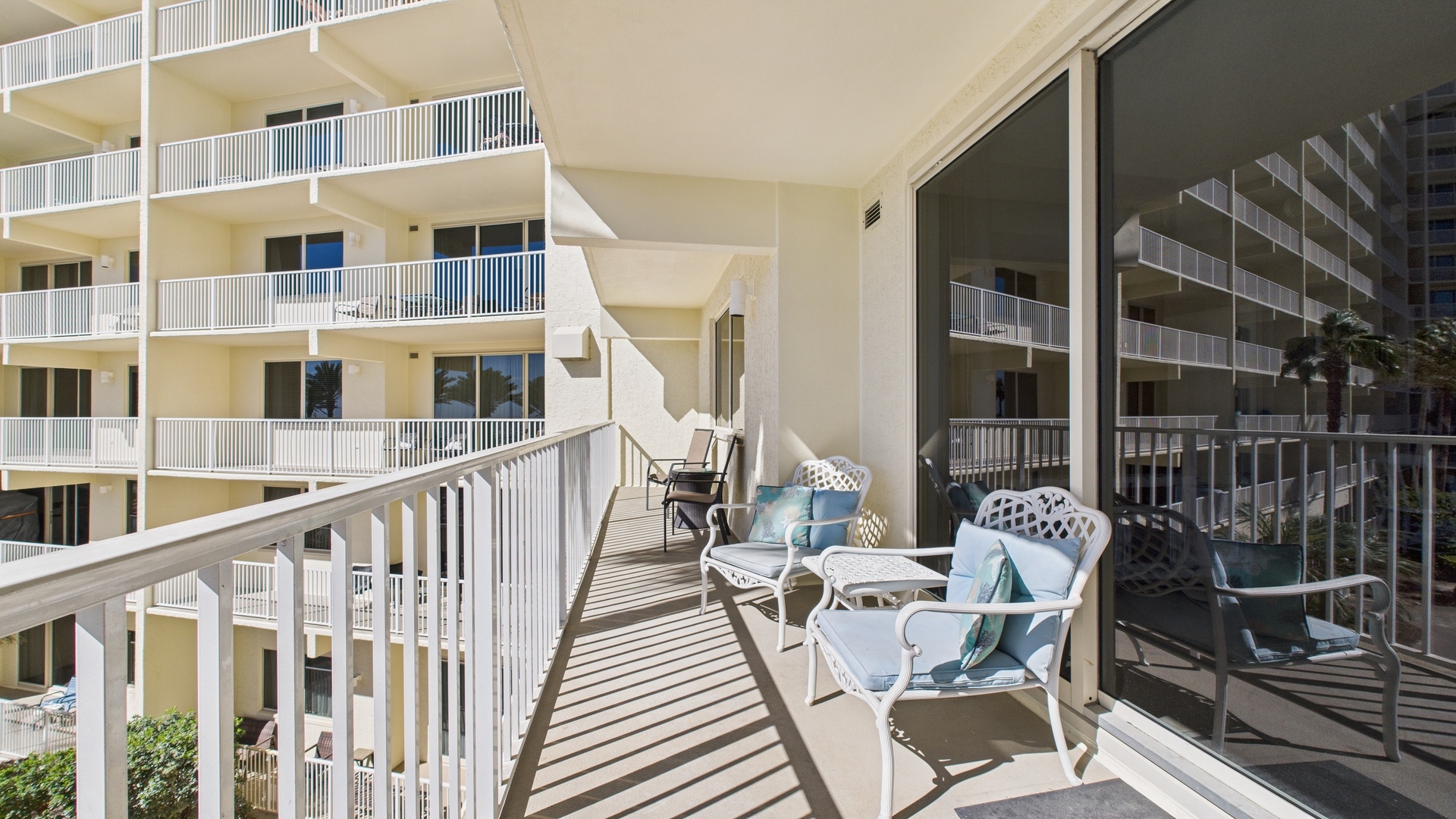 Balcony with ample seating and scenic views