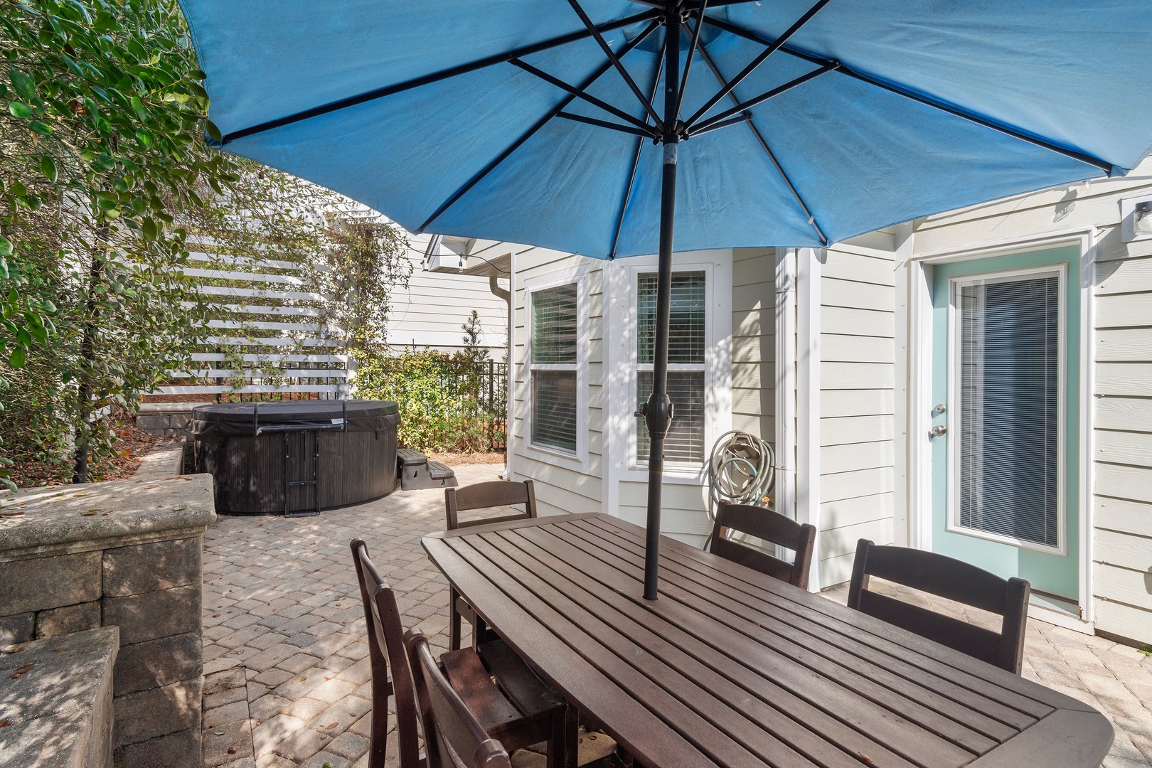Outdoor dining and patio area