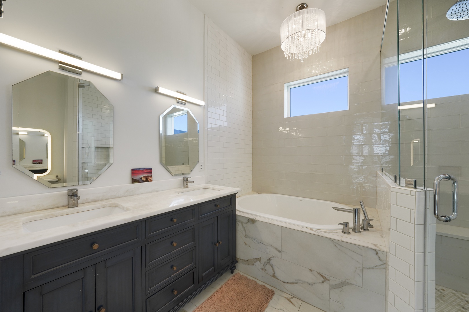 Master Bathroom with tub and walk in shower