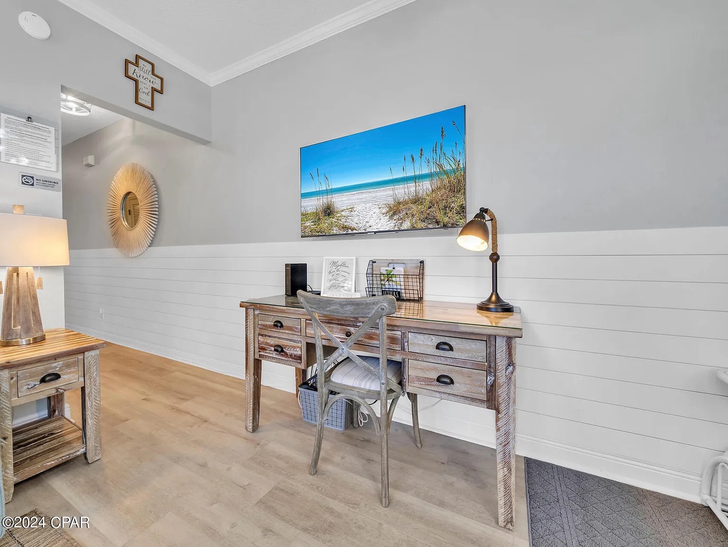 Desk in living area