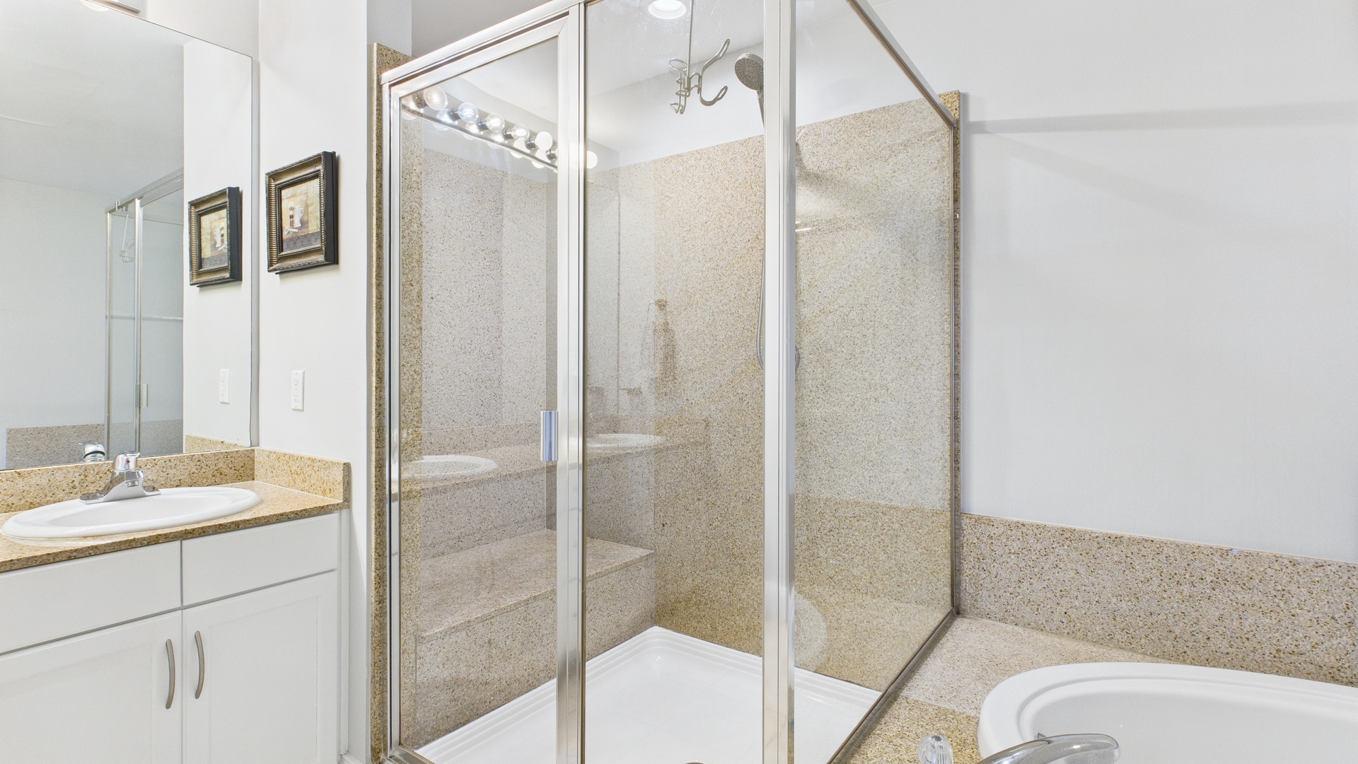 Master bathroom with jacuzzi tub and walk in shower