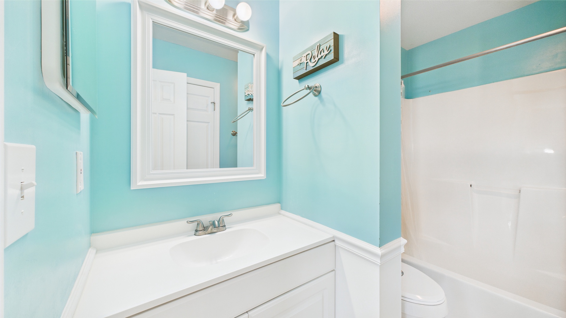 Full bathroom with shower and tub combo
