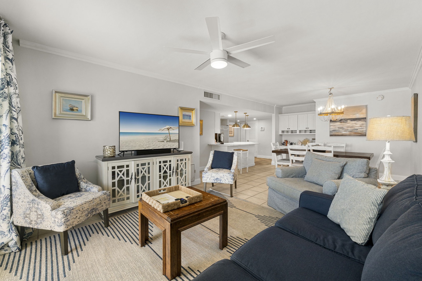 Living room with sleeper sofa & balcony access