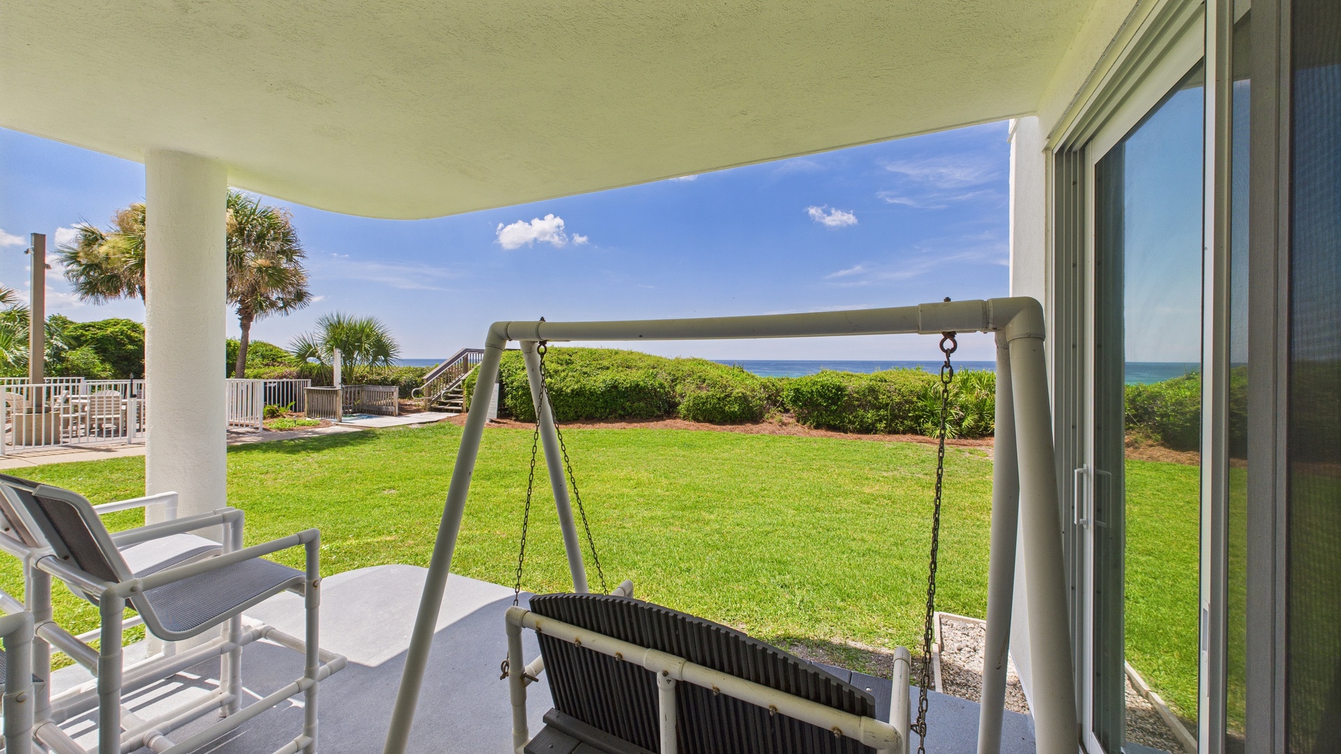 Walk out to scenic views on patio