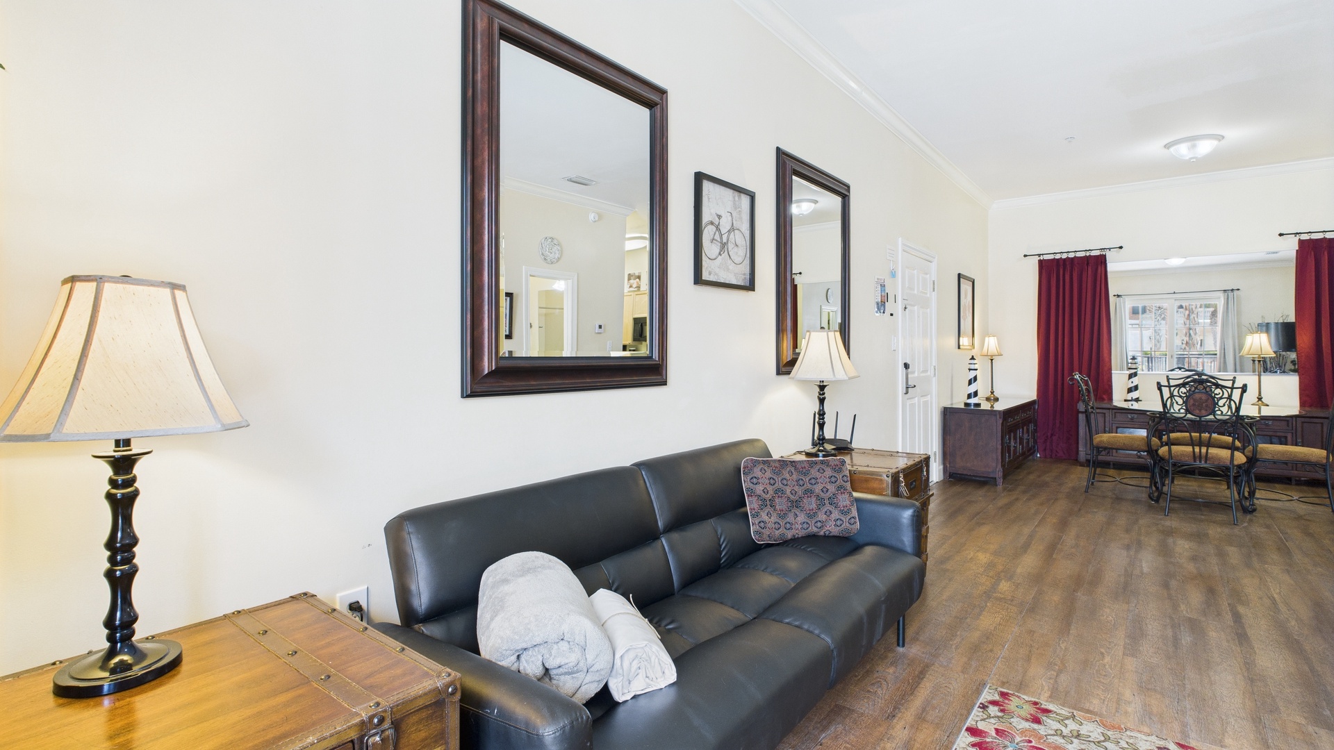 Living area with 2 sofa beds