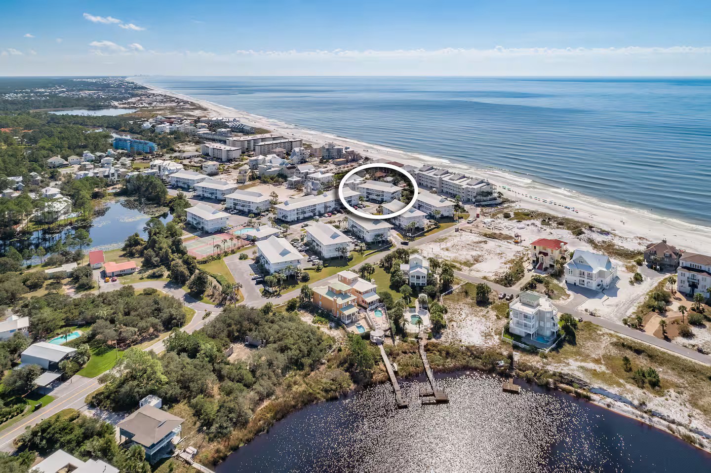 Aerial of the Gulf and home