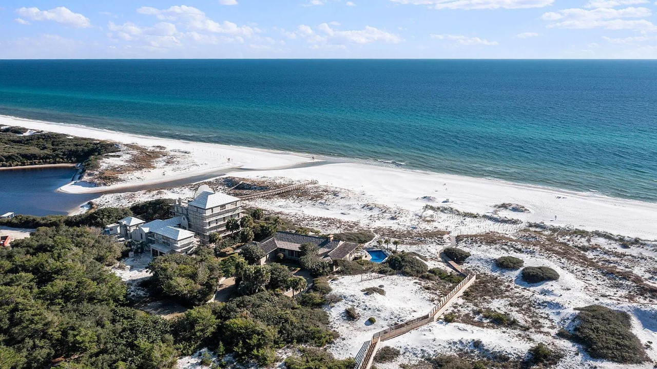 Aerial of the beach access and boardwalk leading to the beach access