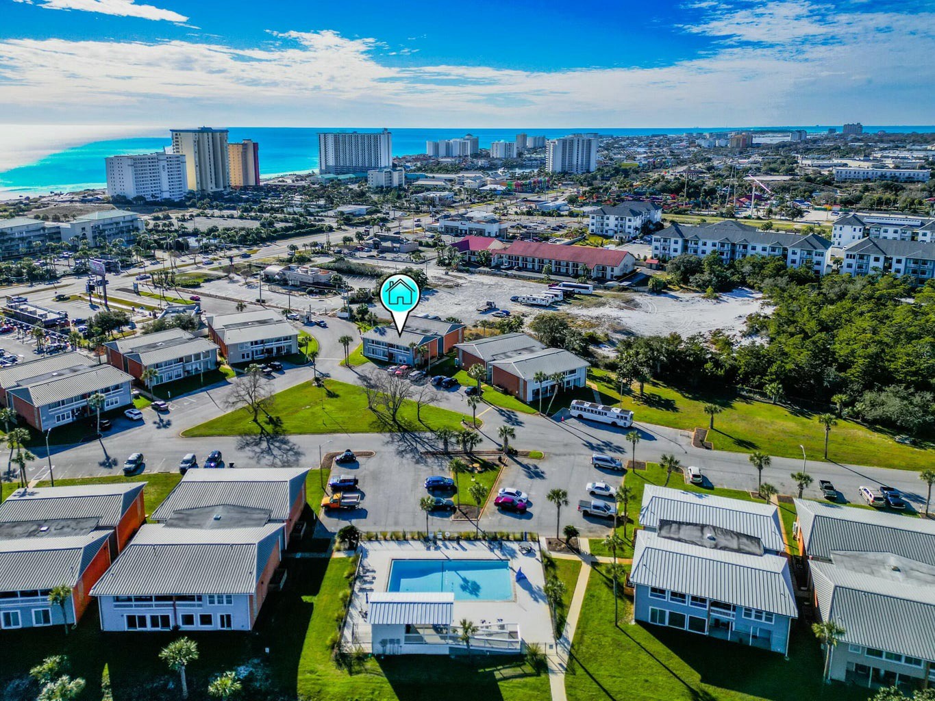 Aerial view of condominium