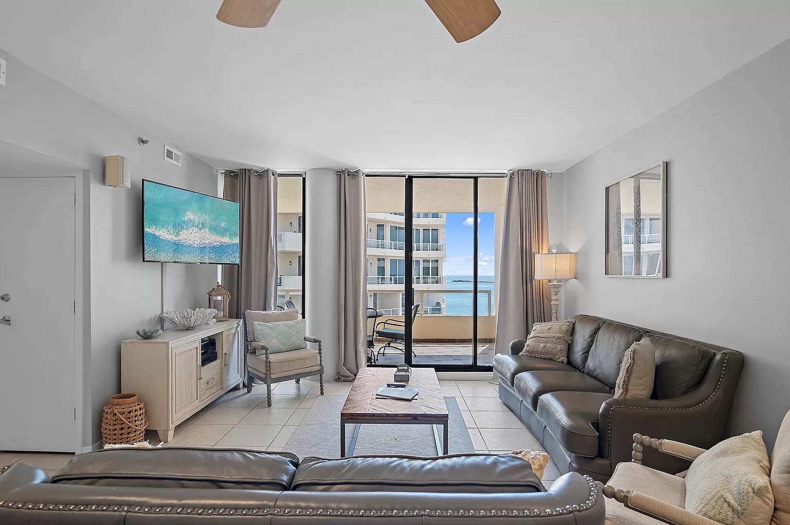 Living room with gulf views