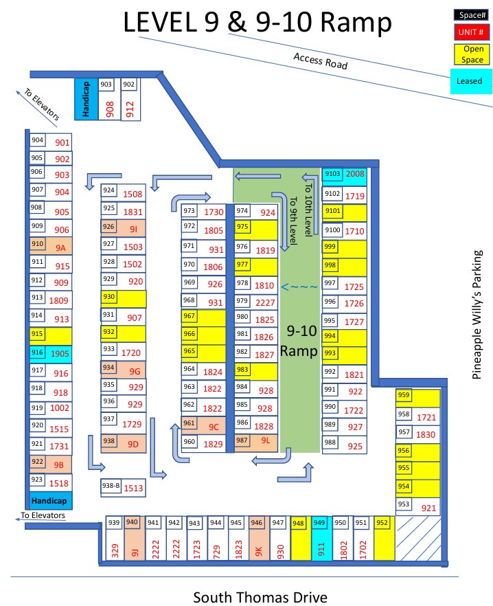 Parking Garage location-Park in unit 1810 space on the 9-10 ramp