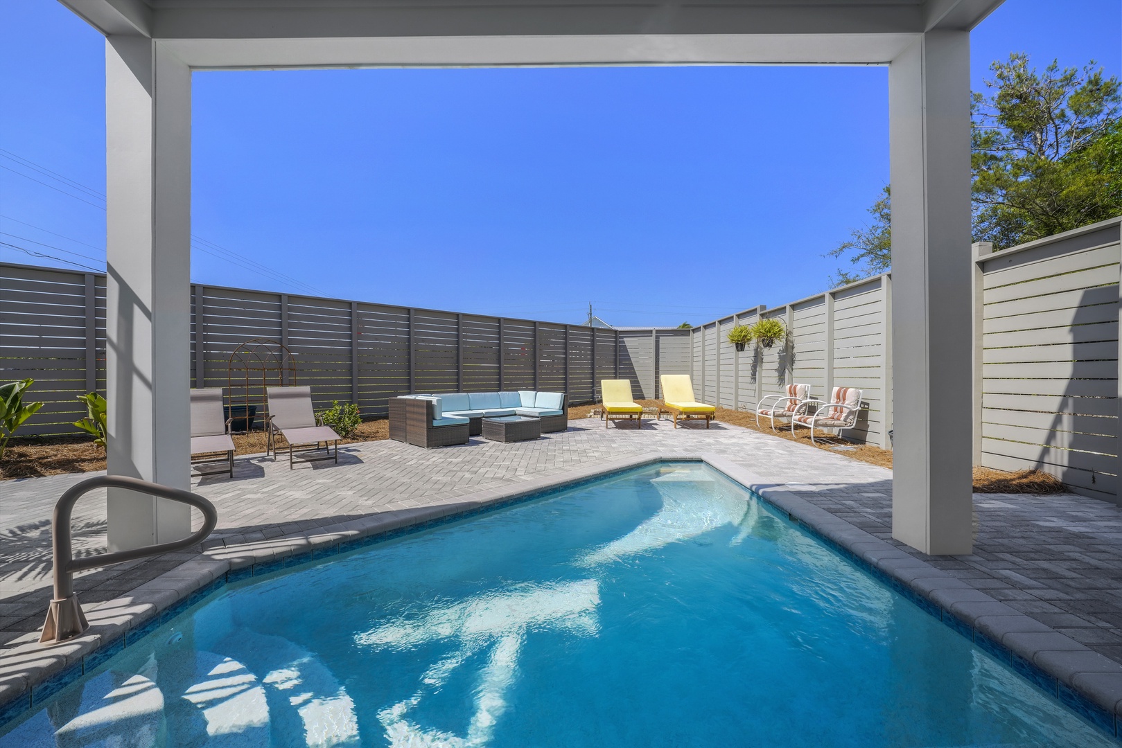Pool and fenced back yard